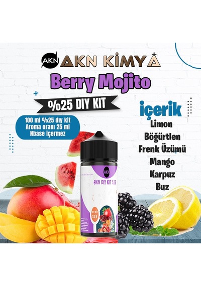 Berry Mojito Yoğun Dıy Kit Limon Böğürtlen Frenk Üzümü Buz Gıda Aroması %25 Oranda Aroma İçerir Hazır Değildir 100 Ml