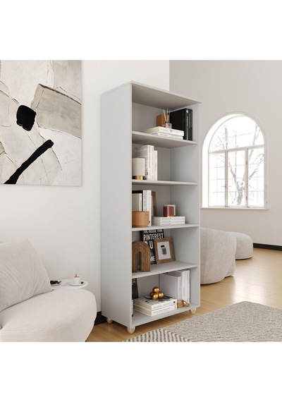 Kitaplık Dosya Dolabı Malzeme Rafı 190x80x40 Cm Gri Gri