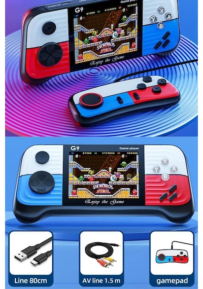 Wearfitpro G9 Retro 3.0 İnç Tv Bağlanan 2.joystickli Oyun Konsolu Kırmızı 666 Klasik Oyunlar