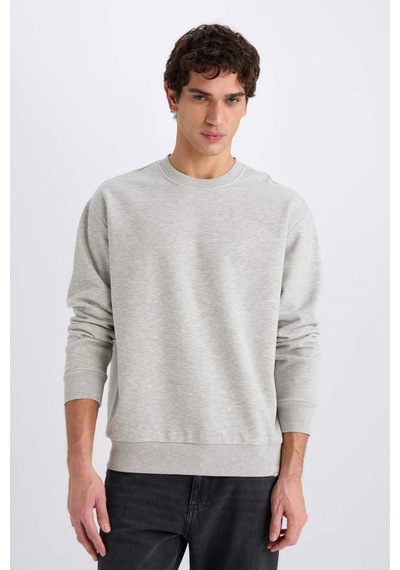 DeFacto Oversize Geniş Kalıp Bisiklet Yaka Kalın Basic Düz Sweatshirt E5955AX24WNGR384 Gri DeFacto Oversize Geniş Kalıp Bisiklet Yaka Kalın Basic Düz Sweatshirt E5955AX24WNGR384 Gri
