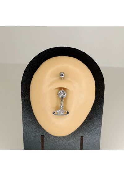 Aya Tasarım Gümüş Renk Saturn Model Göbek Piercing