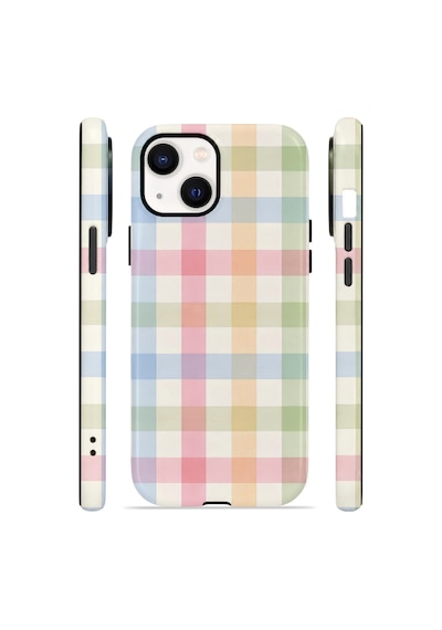 Apple iPhone Uyumlu 13 Vorian Çift Katmanlı Kılıf Pastel Gingham
