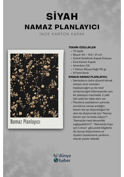 5 Yıllık Namaz Planlayıcı Defterim - Siyah Çok Renkli