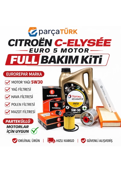 Citroen Celysee 1.6 Euro 5 Motor Full Bakım Seti Eurorepar Seçiniz - Hava-Yağ-Polen-Yakıt-Total 5W30 4Lt Citroen Celysee 1.6 Euro 5 Motor Full Bakım Seti Eurorepar Seçiniz - Hava-Yağ-Polen-Yakıt-Total 5W30 4Lt