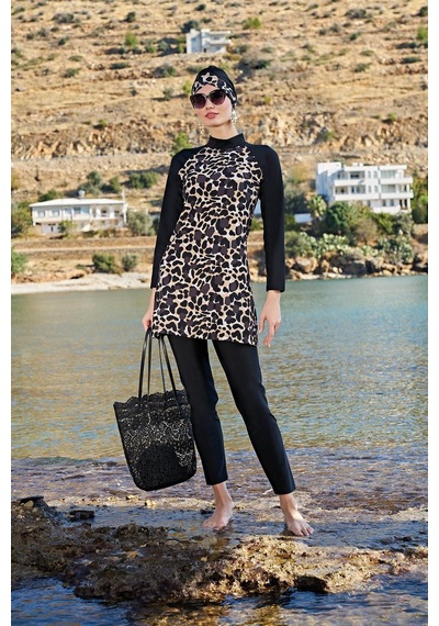 Ruko Maio 23126-1 Leopar Reglan Kol Tam Tesettür Mayo 001
