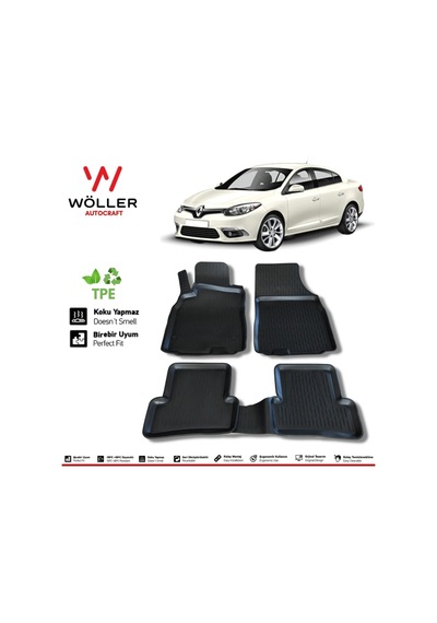 Renault Fluence Uyumlu Paspas 2009 Sonrası 3d Havuzlu Paspas