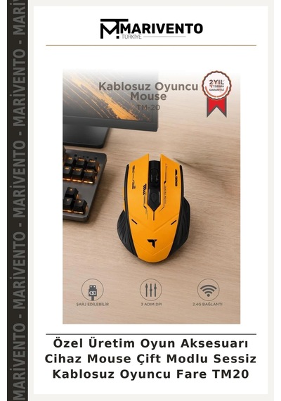 Özel Üretim Oyun Aksesuarı Cihaz Mouse Çift Modlu Sessiz Kablosuz Oyuncu Fare Tm20