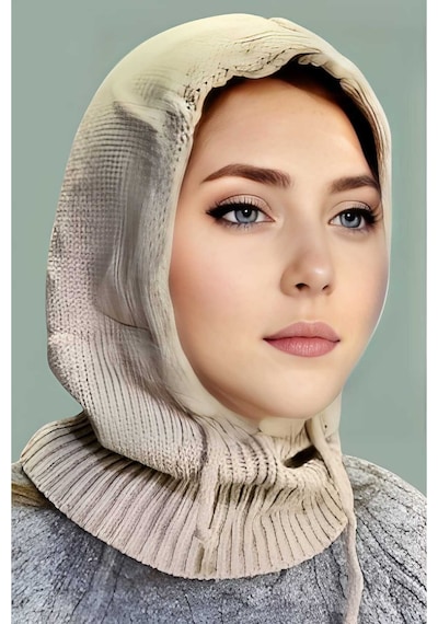 Tezzgelsin Kadın Triko Tesettür Örgü Bere Tesettür Başlık Tesettür Bere Bej