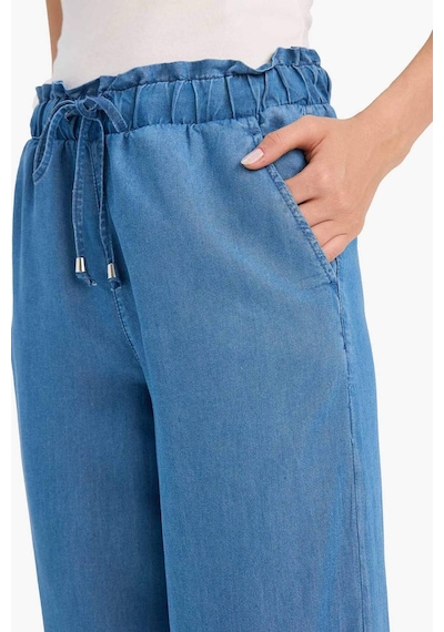 Defacto Pull On Culotte Yüksek Esnek Belli Tensel Yıkamalı İnce Jean Pantolon D8241ax25smnm28 Mavi