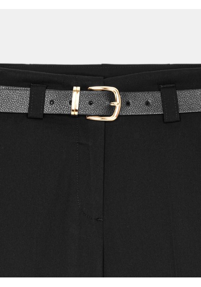 Dilvin 72821 Kemerli Kıvrık Paça Pantolon-siyah