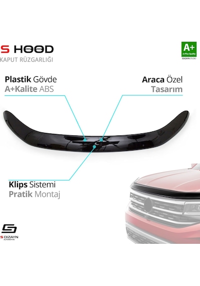 S-dizayn Ford Ranger Abs Plastik Kaput Rüzgarlığı 2011-2015 A+kalite