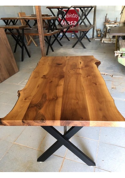 Bintaşmobilya Doğal Ceviz Ağacı Kütük Yemek Masası 85X150.Cm