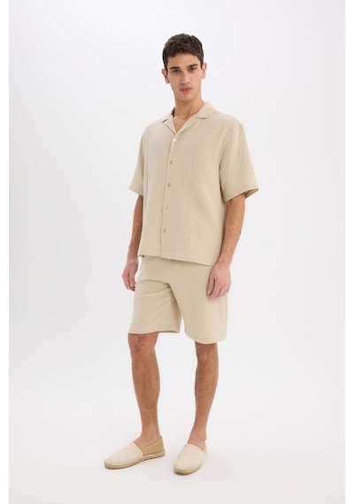 DeFacto %100 Pamuk Relax Fit Müslin Cepli Basic Düz Bermuda Şort C7589AX25SMBG695