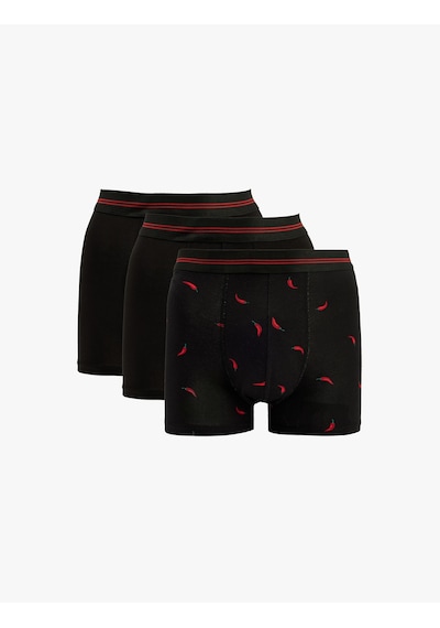 Koton Pamuklu Desenli 3'lü Boxer Seti Antrasit Desenli 6slm90022mk