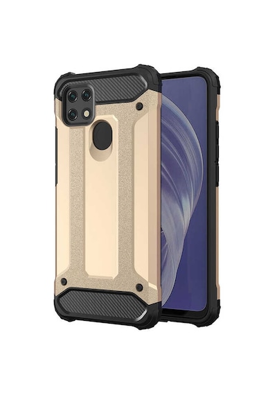 Kilifone - Oppo Uyumlu A15s - Kılıf Çift Katman Zırh Tank Crash Military Kapak - Gold