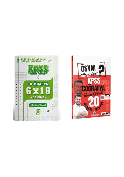 2026 Kpss Coğrafya Tamamı Pdf Çözümlü 20 + 5 Deneme Sınavı Seti 2 Kitap Enes Eker Dizgi Kitap Ve Bigelio Yayıncılık