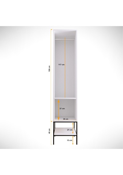 Pasific Home Martin 1 Kapaklı Gardırop Elbise Dolabı Beyaz - Beyaz Mermer