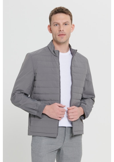 AC&Co / Altınyıldız Classics Erkek Grı Standart Fit Normal Kesim Gizli Kapüşonlu Yan Cep Mont Gri