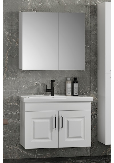 Salkım 65 Cm Beyaz Balon Mdf Seramik Lavabolu Asma Banyo Dolabı Takımı Salkım 65 Cm Beyaz Balon Mdf Seramik Lavabolu Asma Banyo Dolabı Takımı