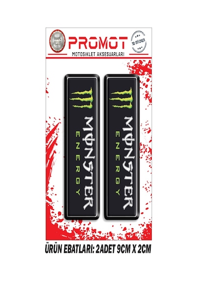 Damla Logo Monster Energy Ön Maşa Kabartmalı 2'li Sticker 1 Nötr