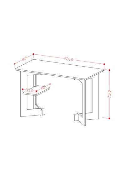 Asra Trend Raflı Modern Çalışma Masası ÇM-02 %100 MDF Bilgisayar Ofis Ders Masası Sidon