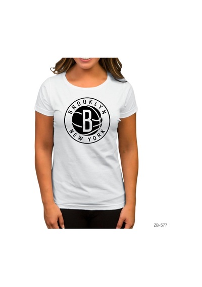 Brooklyn Nets 2 Beyaz Kadın Tişört