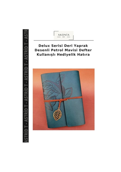 Delux Serisi Deri Yaprak Desenli Petrol Mavisi Defter Kullanışlı Hediyelik Hatıra Çok Renkli