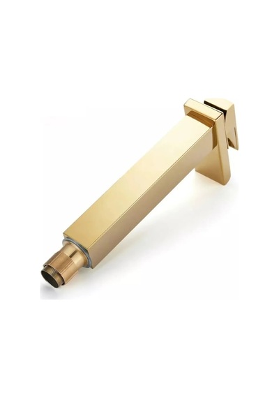 Rena Design Mat Gold Köşeli Gövde Çanak Lavabo Bataryası Havza Model Uzun Altın Lavabo Musluğu Çift Girişarmatür Mat Altın Gold