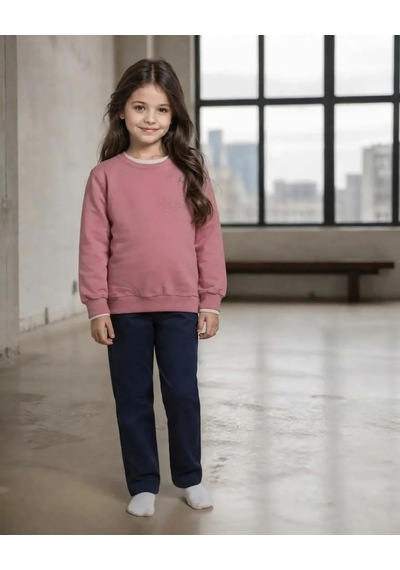 Alfa Pembe Kız Çocuk Uzun Kollu Nakışlı Sweatshirt