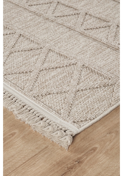 Mariesse Home Naturel Bukleli Yumuşak Dokulu Iskandinav Yolluk Dokuma Halı Oturma Odası Mutfak Halısı Koridor Doha Yolluk 611 Bej