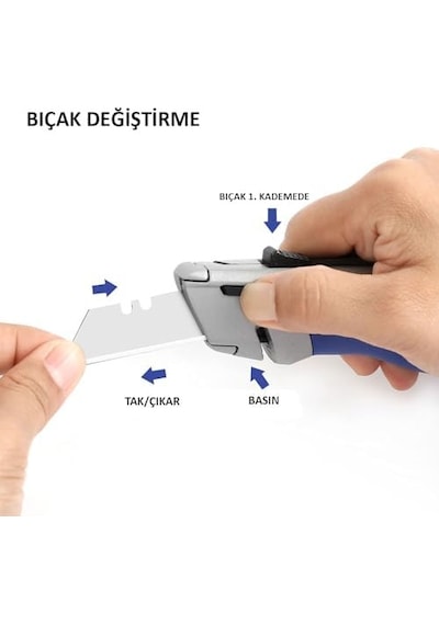 Wp213015 Ağır Hizmet Alüminyum Gövde Otomatik Geri Çekilebilir Rötuş Maket Bıçağı + 5 Adet Yedek Bıçak