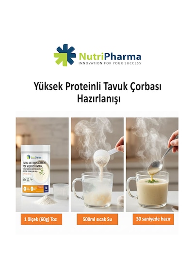 Whey Proteinli Diyet Tavuk Çorbası Yüksek Proteinli Çorba Öğün Tozu, 600g