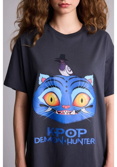 Defacto Kpop - Demon Hunters Oversıze Tişört H0254ax26smar191 Antrasit-ar191