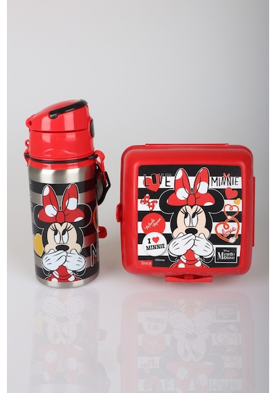 X Dekomus Lisanslı Minnie Mouse 500 Ml Çelik Matara Ve Beslenme Kabı Seti Altın