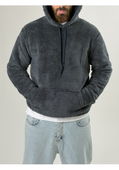Cocopelli Erkek Kapüşonlu Antrasit Peluş Sweat Coc2590 Antrasit