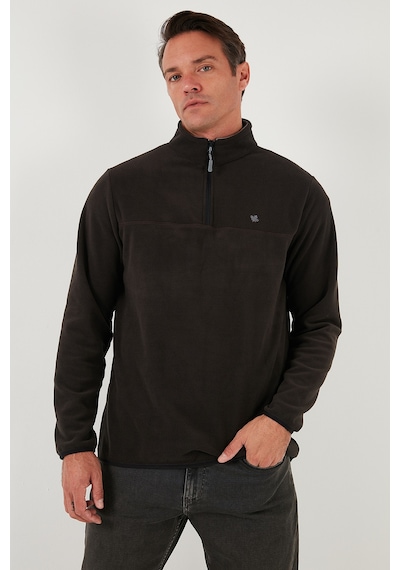 Buratti Slim Fit Anti-Pilling Tüylenme Yapmayan Bato Yaka Kışlık Şardonlu Erkek Polar 5906001 Antrasit