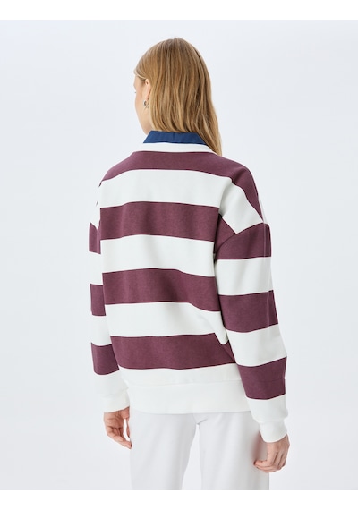 Koton Bisiklet Yaka Renk Bloklu Uzun Kollu Şardonlu Oversize Sweatshirt Bordo Çizgili 5wal10834ık Bordo Koton Bisiklet Yaka Renk Bloklu Uzun Kollu Şardonlu Oversize Sweatshirt Bordo Çizgili 5wal10834ık Bordo