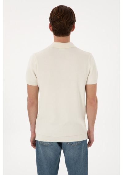 U.S. Polo Assn. Erkek Slim Fit Polo Yaka Krem Tişört 50299409-VR071