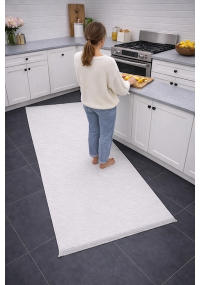Merinos Vista 79590-060 Özel Kesme Halı Beyaz Renk Çok Renkli
