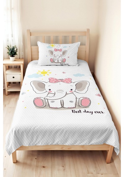 Evimde Bambaşka Fil Pembe Kız Çocuk Pike Takımı - Sevimli Bulut Bebek Odası Mevsimlik Yatak Örtüsü - 160x220 CM Evimde Bambaşka Fil Pembe Kız Çocuk Pike Takımı - Sevimli Bulut Bebek Odası Mevsimlik Yatak Örtüsü - 160x220 CM