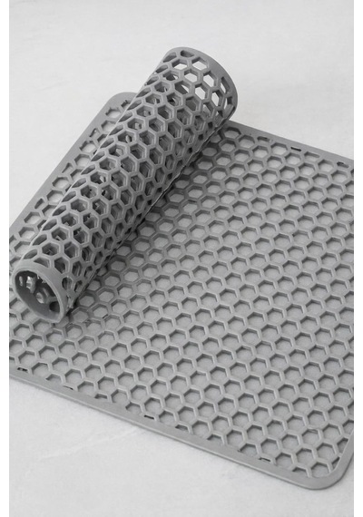Lexroo Bulaşık Kurutma Matı Kaymaz Katlanabilir 32x32 Cm Gri