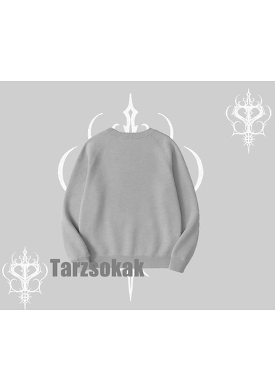 Startmore Missing Cat Baskılı Biskilet Sweatshirt Gri