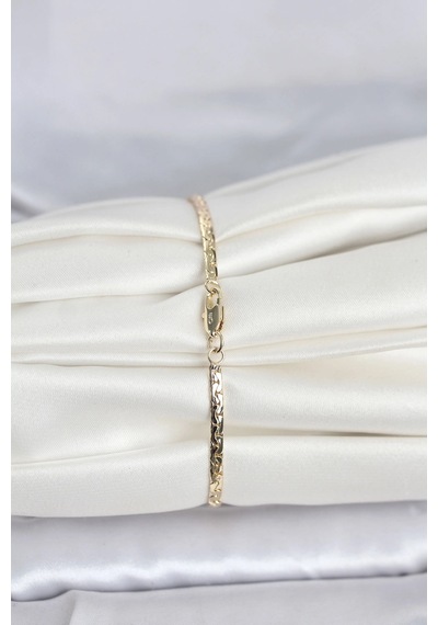 Ceylan Adam Cm 14k Gold Renk Yassı Ezme Zincir Model Kadın Bileklik Çok Renkli