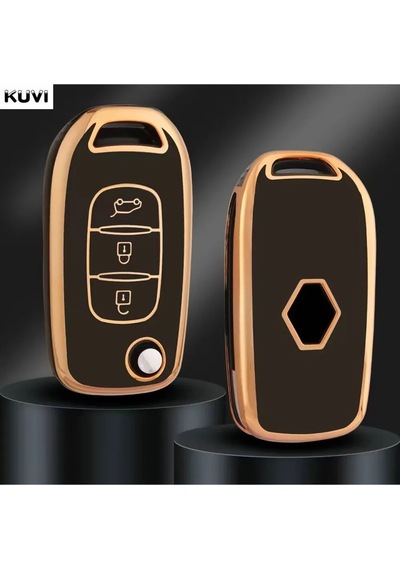 Renault Clio Uyumlu Anahtar Kılıfı Gold Siyah Renk