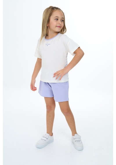 Toontoy Kids Toontoy Kız Çocuk Nakışlı Şortlu Takım Mavi