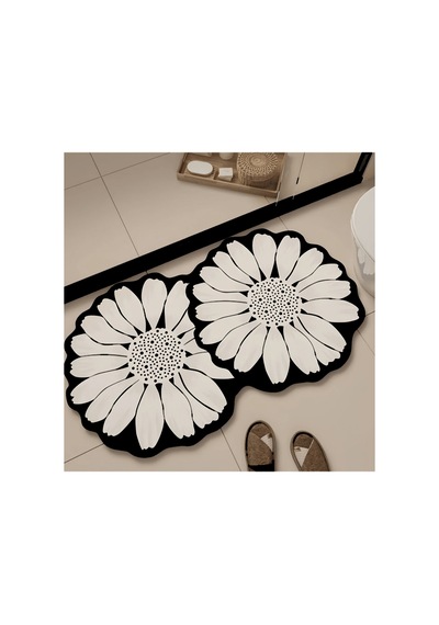Flor Extrana 70x120 Banyo Paspası, Kaymaz Tabanlı, Yıkanabilir Siyah