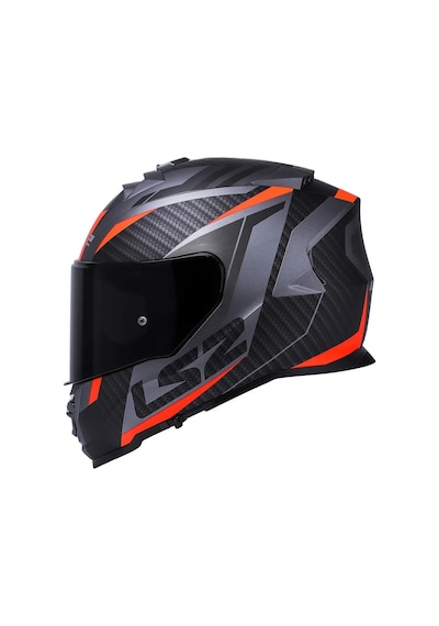 Şeffaf + Siyah Vizörlü + Ls2 Storm 2 Racer Kapalı Motosiklet Kaskı Mat Titanyum - Turuncu