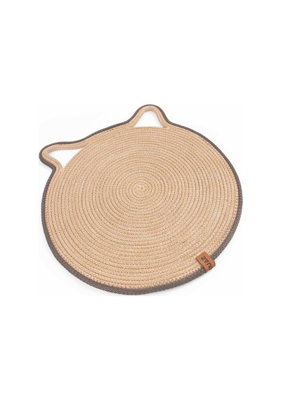 Gobypet Jüt Kulaklı Yuvarlak Kedi Köpek Mama Yatak Önü Paspası Hasır Kedi Matı 40 x 40 CM