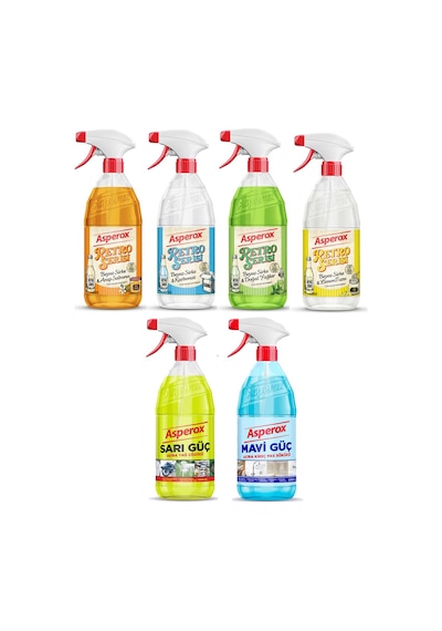 Asperox Retro Serisi 1 Litre 4 Lü + Sarı Güç 1 Lt + Mavi Güç 1 Lt - 6 Lı Karma Paket 6'lı Set