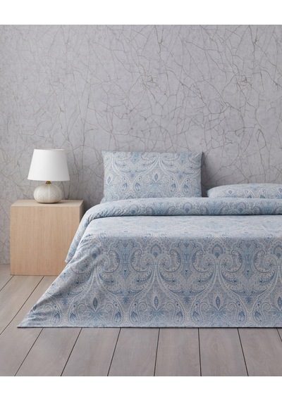English Home Boho Chic Pamuk Çift Kişilik Çarşaflı Nevresim Takımı 200x220 Cm Mavi Mavi